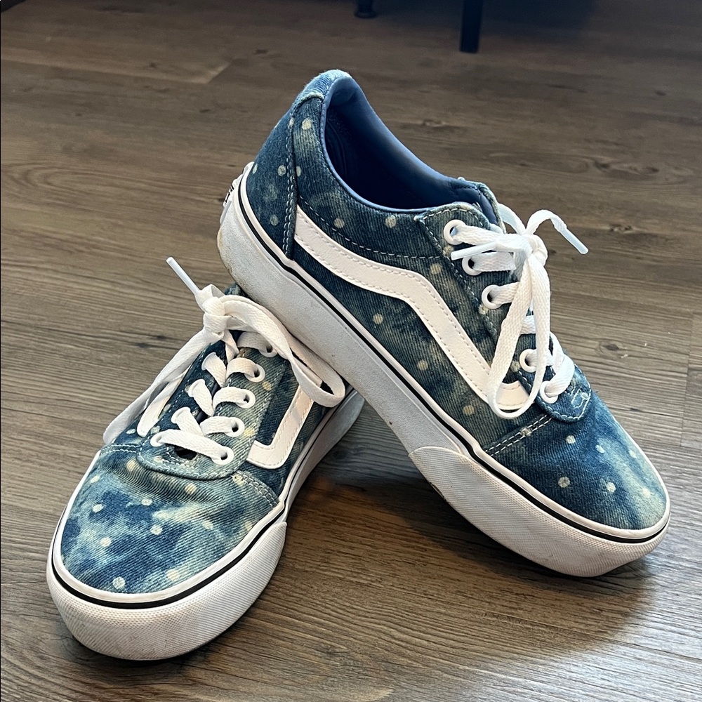 Vans Blue and White Platform Sneakers